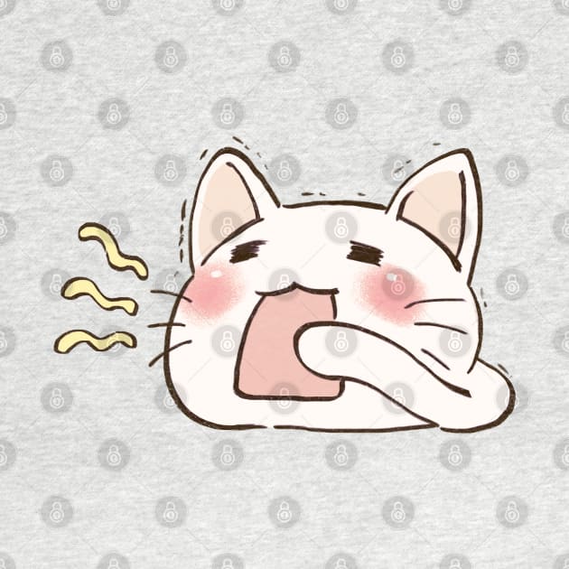 I draw lucky star white cat yawning by mudwizard